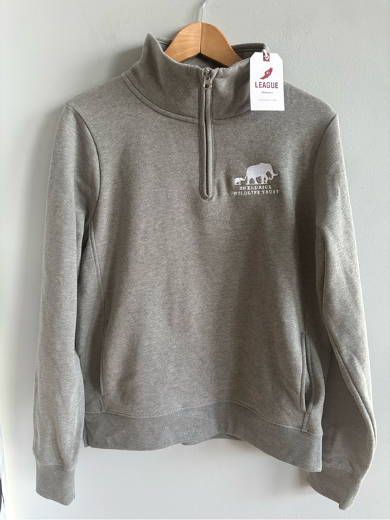Tops - League Gray Quarter-Zip Pullover Sweatshirt - Sheldrick Wildlife Trust - Medium